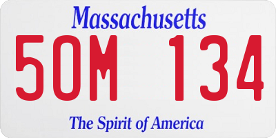 MA license plate 5OM134