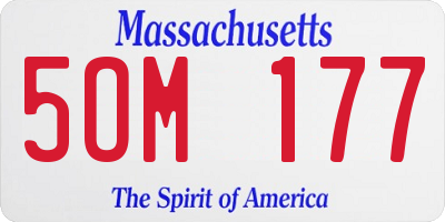MA license plate 5OM177