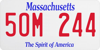 MA license plate 5OM244