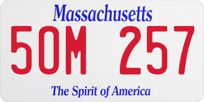 MA license plate 5OM257