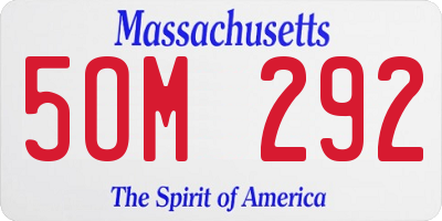 MA license plate 5OM292