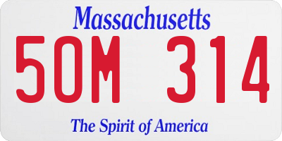 MA license plate 5OM314