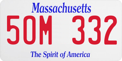 MA license plate 5OM332