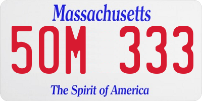 MA license plate 5OM333