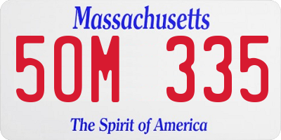 MA license plate 5OM335