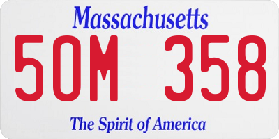 MA license plate 5OM358