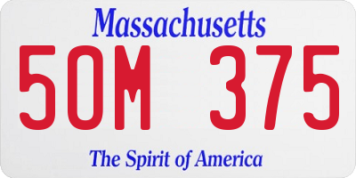MA license plate 5OM375