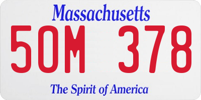 MA license plate 5OM378
