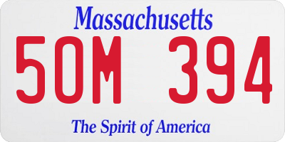 MA license plate 5OM394