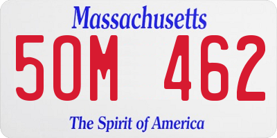 MA license plate 5OM462