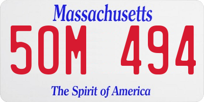 MA license plate 5OM494