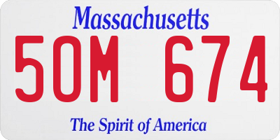 MA license plate 5OM674
