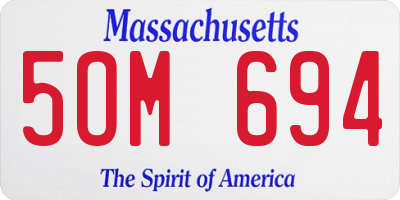 MA license plate 5OM694