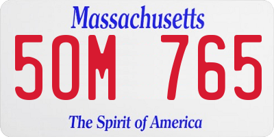 MA license plate 5OM765