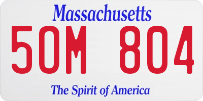 MA license plate 5OM804