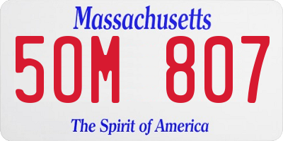 MA license plate 5OM807