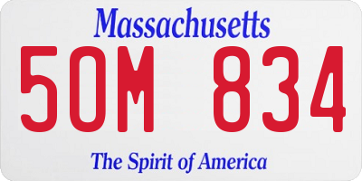 MA license plate 5OM834