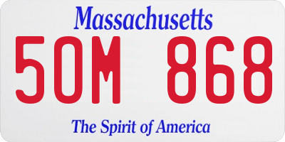 MA license plate 5OM868