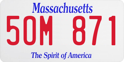 MA license plate 5OM871