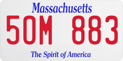 MA license plate 5OM883