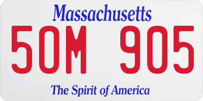 MA license plate 5OM905