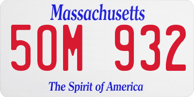 MA license plate 5OM932