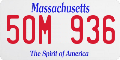 MA license plate 5OM936
