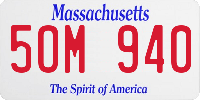 MA license plate 5OM940