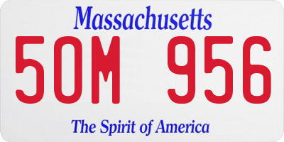 MA license plate 5OM956