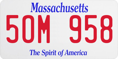 MA license plate 5OM958