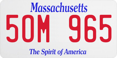 MA license plate 5OM965