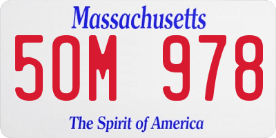 MA license plate 5OM978