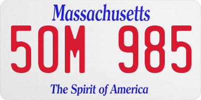 MA license plate 5OM985