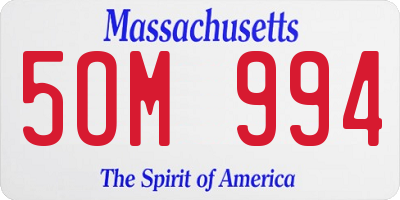 MA license plate 5OM994