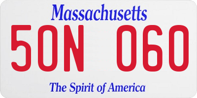 MA license plate 5ON060