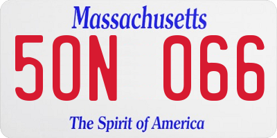 MA license plate 5ON066