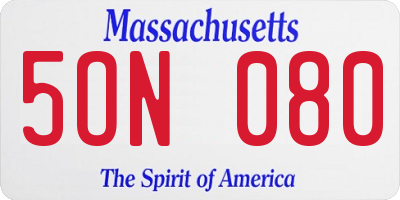 MA license plate 5ON080