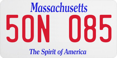 MA license plate 5ON085