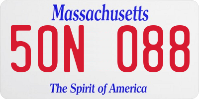 MA license plate 5ON088