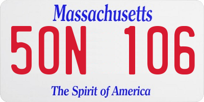 MA license plate 5ON106