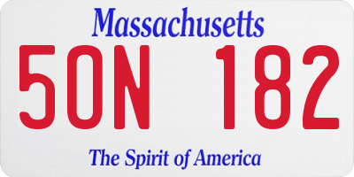 MA license plate 5ON182