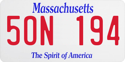 MA license plate 5ON194