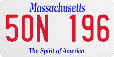 MA license plate 5ON196
