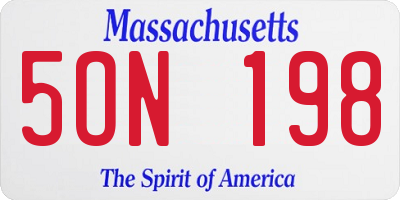 MA license plate 5ON198