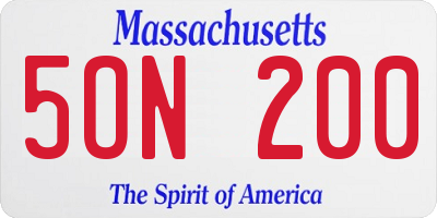 MA license plate 5ON200