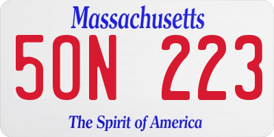 MA license plate 5ON223