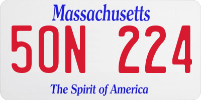 MA license plate 5ON224