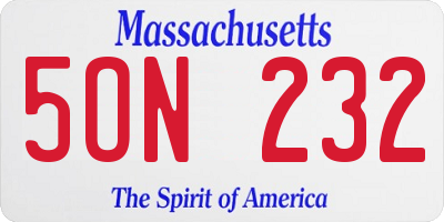 MA license plate 5ON232