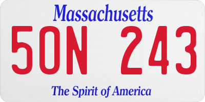 MA license plate 5ON243