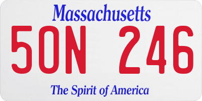 MA license plate 5ON246